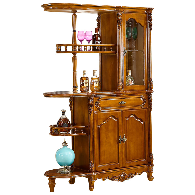 粤港家具欧式间厅柜实木橡木雕花玄关柜屏风实木酒柜隔断归门厅柜