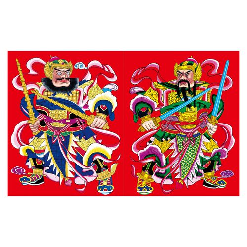 2022虎年创意流行定制传统门神门贴道界门神春节对联红底大年画贴