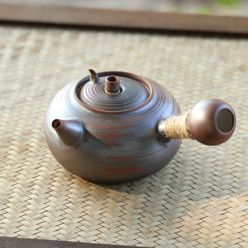 复古侧把煮水冲茶壶釉变穿心壶砂铫壶家用烧水壶烟囱壶炭炉电陶炉