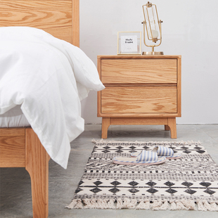 原木边柜两个抽屉储物柜角柜观元 家居 简约整装 实木床头柜北欧日式