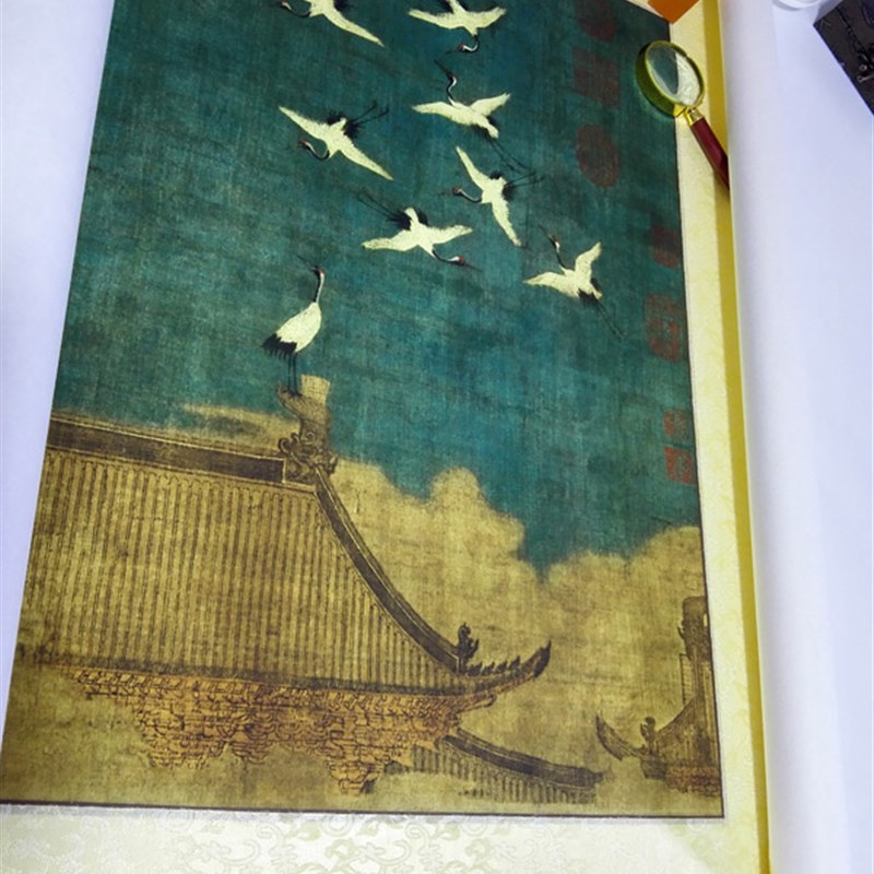 仿古画复制办公室书房字画宋徽宗瑞鹤图中式装饰挂画已装裱挂轴