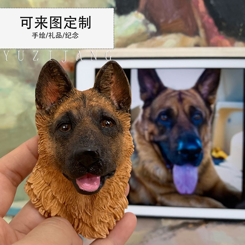 汽车摆件德牧罗威纳狗狗纯手绘可来图定制车出风口摆件礼品香薰石