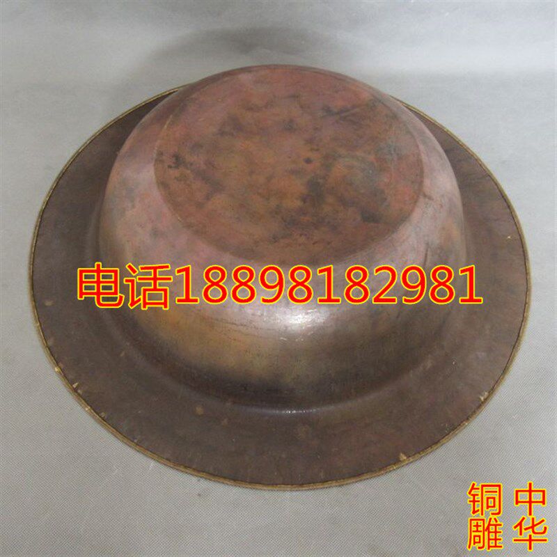 铜盆纯铜火盆仿古宽边手工老式加深大号烤火盆烧纸盆泡脚盆家用