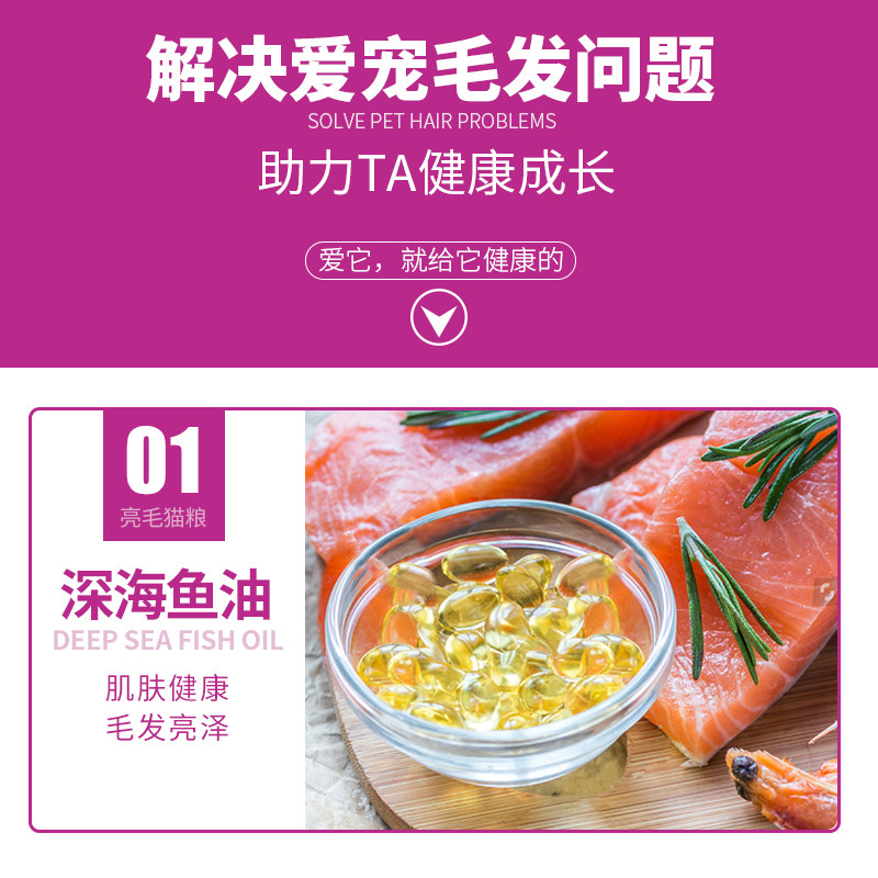 靓贝亮毛型猫粮英短蓝猫美短全猫种通用型全价全阶段猫粮500g*5