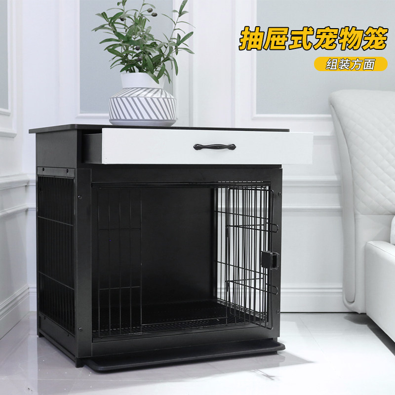 狗笼小型犬中型犬带厕所分离木质狗笼子室内家用高级宠物笼抽屉款