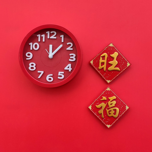 厨房静音闹钟电子时钟表冰箱贴磁性贴个性创意中国风3d立体吸铁石