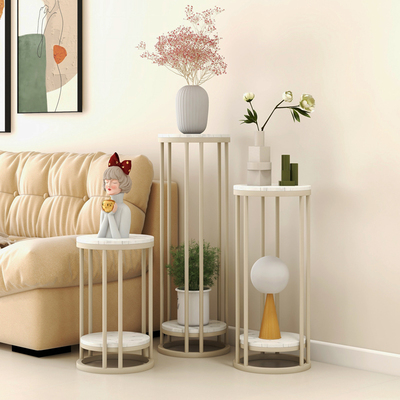 北欧轻奢大理石花架客厅落地式置物架电视柜花架绿萝室内多层阳台