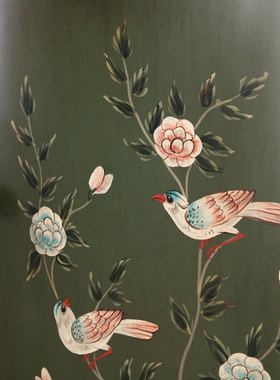 美式乡村门厅柜韩式实木玄关柜半圆储物柜彩绘田园走廊过道玄关桌