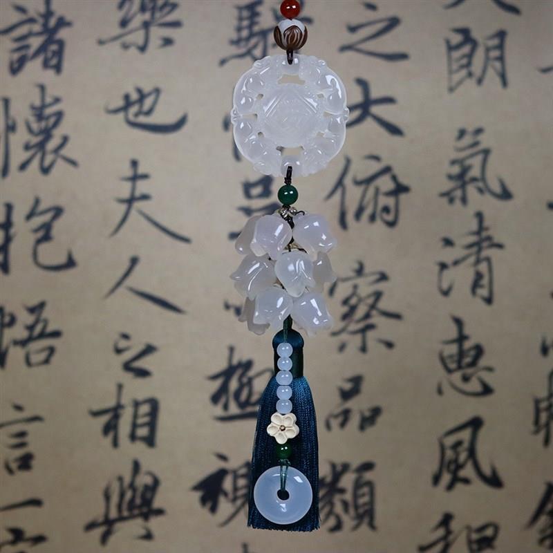 车载汽车挂件女高档吊坠男玛瑙玉石貔貅平安牌车内饰品后视镜挂饰