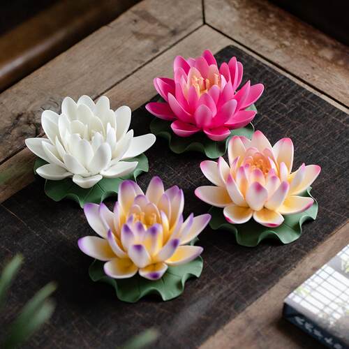 陶瓷中式手工手捏莲花香插摆件家居用室内线香座香托香器禅意茶道