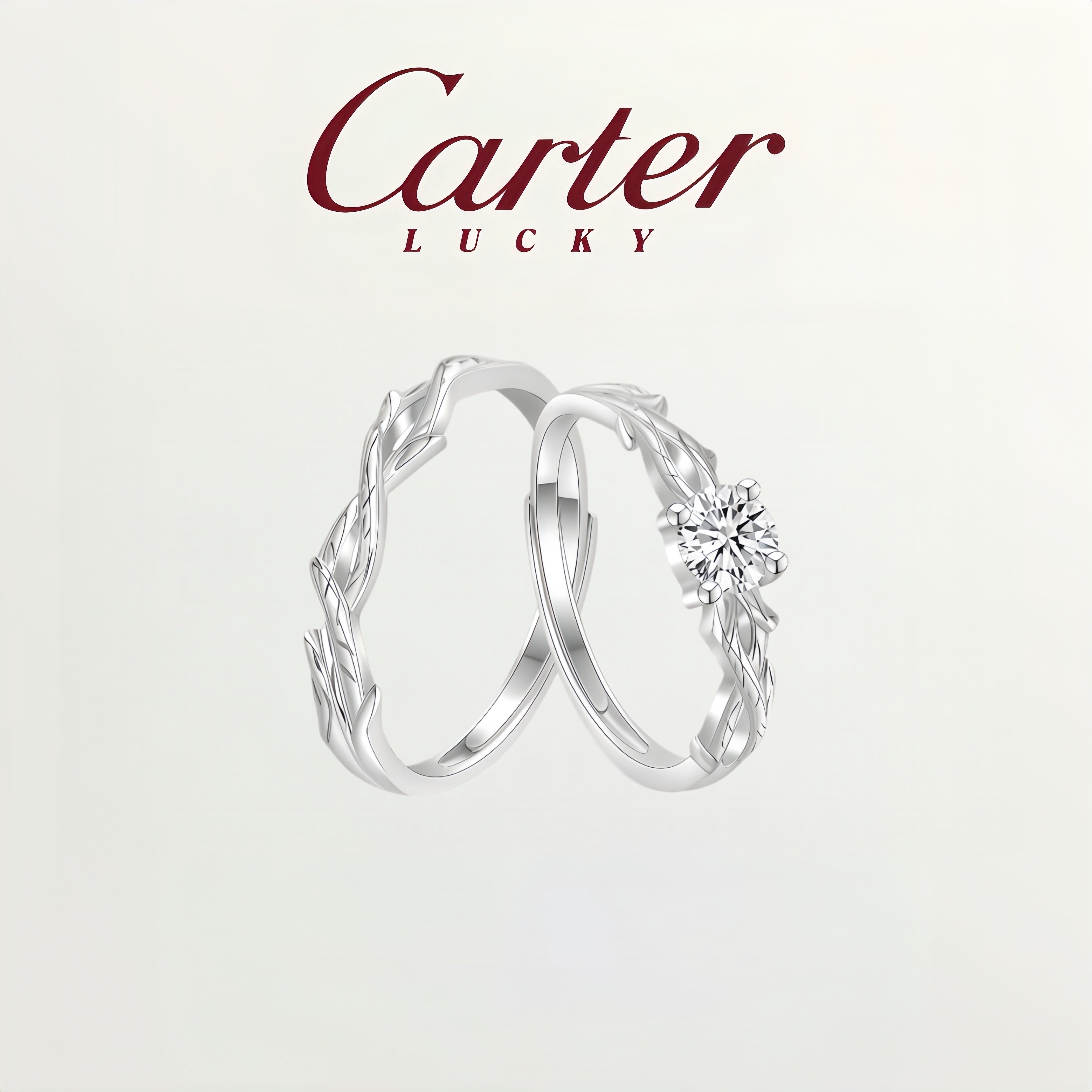 S999纯银爆款戒指连理枝情侣对戒款开口生日情人节礼物送女友男友