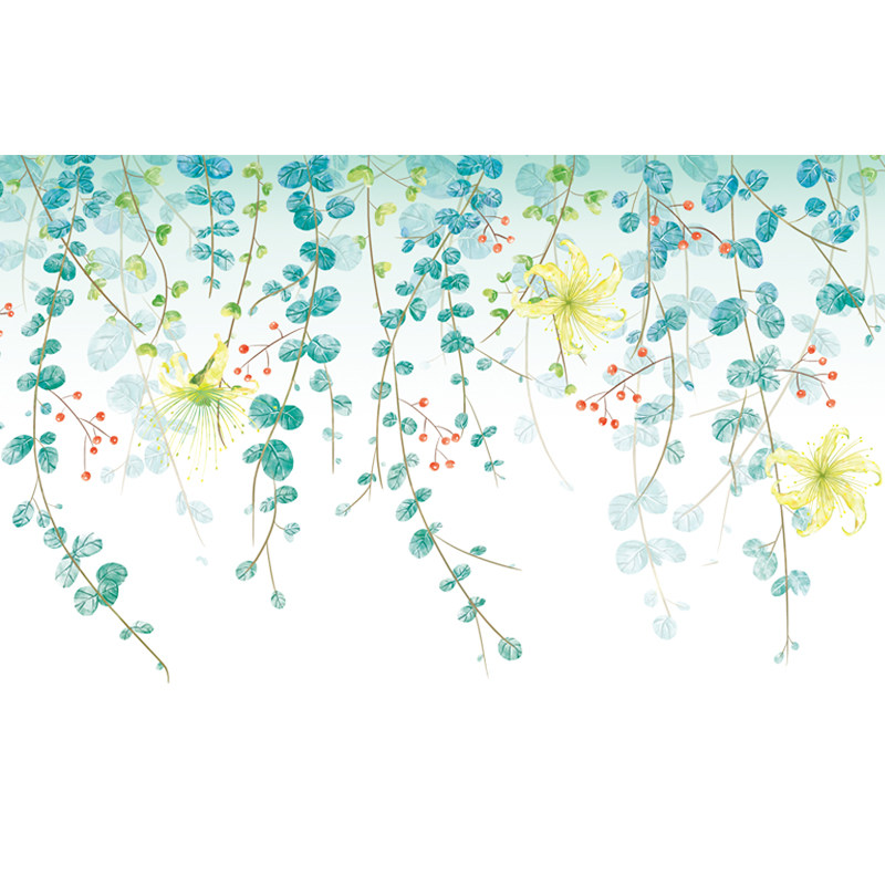 墙贴画清新简约绿叶文艺背景墙装饰卧室防水墙纸贴纸自粘电视墙