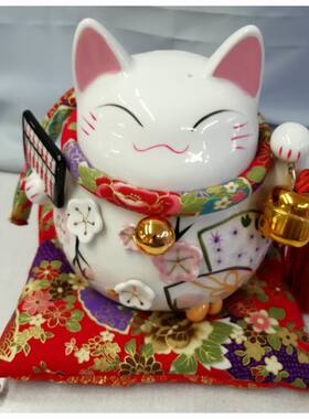 大号创意招财猫猪摆件布垫加铃家居酒柜工艺品摆设坐垫加棉红垫子