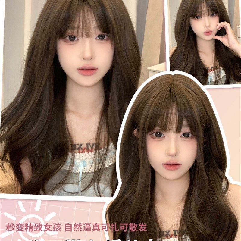 哼唧日常假发女长发港风复古中分刘海蛋卷头羊毛卷长卷发自然蓬松