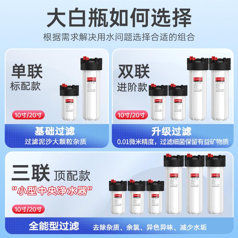 大白瓶前置过滤器净水器家用自来水全屋蓝瓶滤水器厨房热水器新款