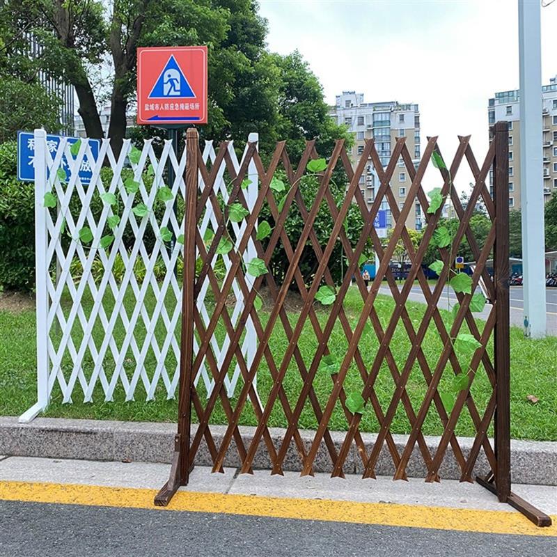 户外防腐木栅栏伸缩围栏围挡庭院白色网格篱笆爬藤架室内装饰插地