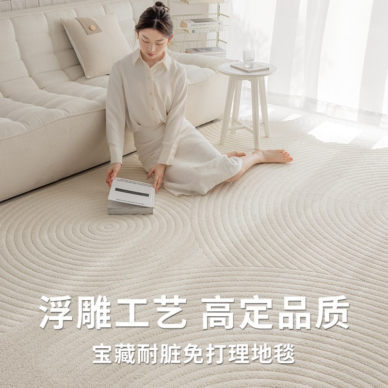 2025新款防水轻奢奶油风客厅地毯卧室艺术床边地毯全铺免洗可擦
