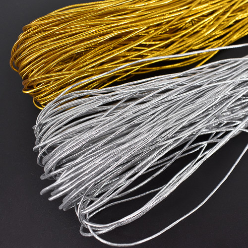金线1mm2粗金色金丝银色弹力线绳牛筋线松紧带弹性绳吊牌挂绳绳子