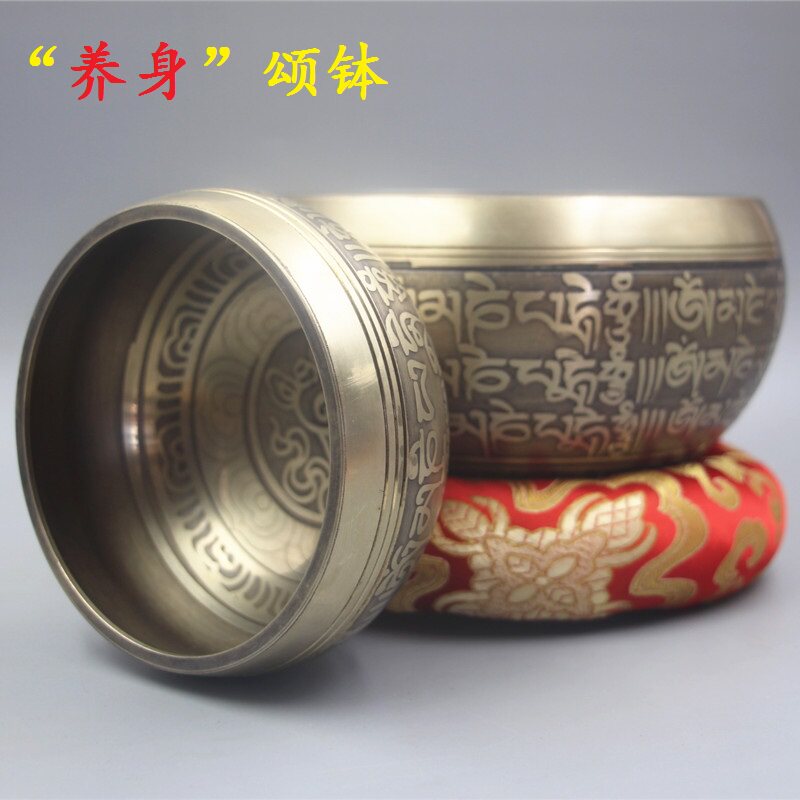 专业颂钵佛音碗尼泊尔手工黄铜瑜伽用品SPA音疗钵转经碗铜磬摆件