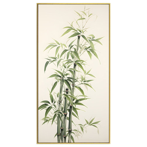 新中式简约竹报平安入户门玄关装饰画竹子客厅竖版走廊过道挂画
