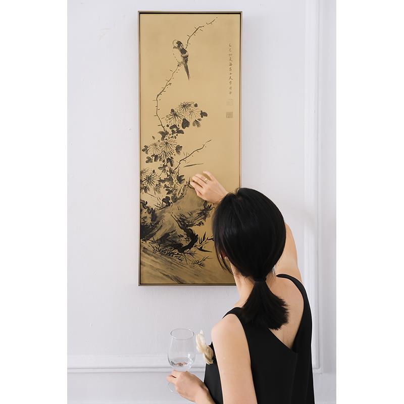 若奈 真黄铜!铜雕画《家中有喜》立体浮雕花鸟玄关画新中式挂画