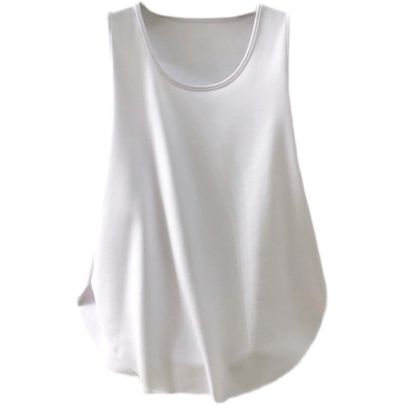 大码宽松白色圆下摆百搭配卫衣打底衫中长款无袖内搭背心吊带女生