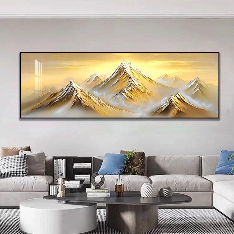 客厅装饰画2025新款整幅高档大气日照金山挂画客厅沙发背景墙壁画