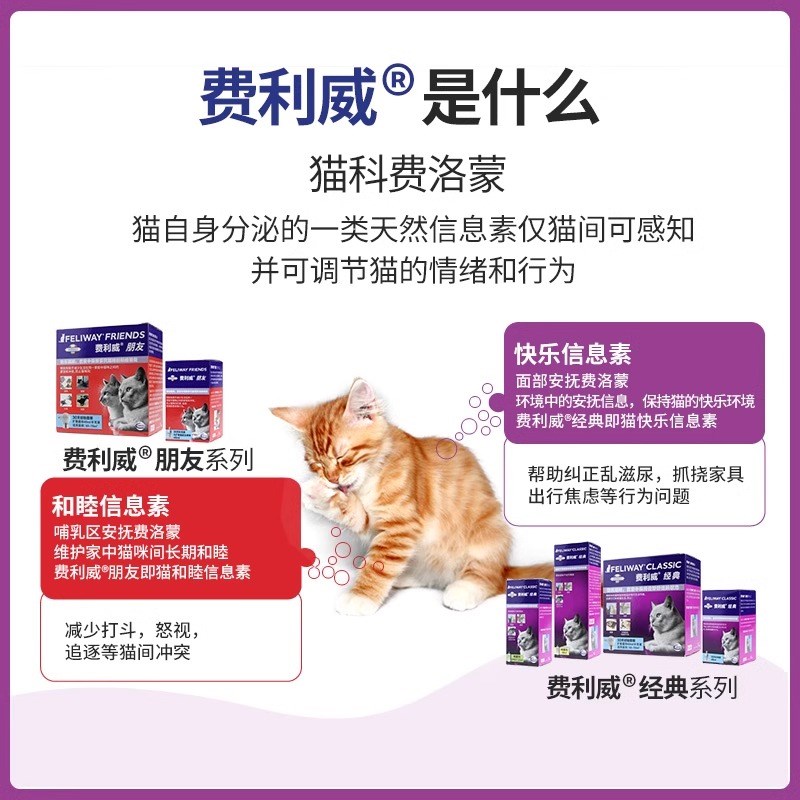 费利威费洛蒙猫用喷雾猫换环境应激食欲下降外出防应激乱尿费力威