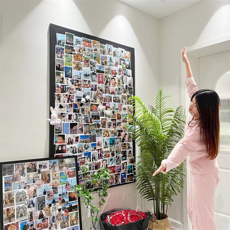 diy照片墙加磁吸相片打印饰沙发背景相片组合框玄关个性创意展示
