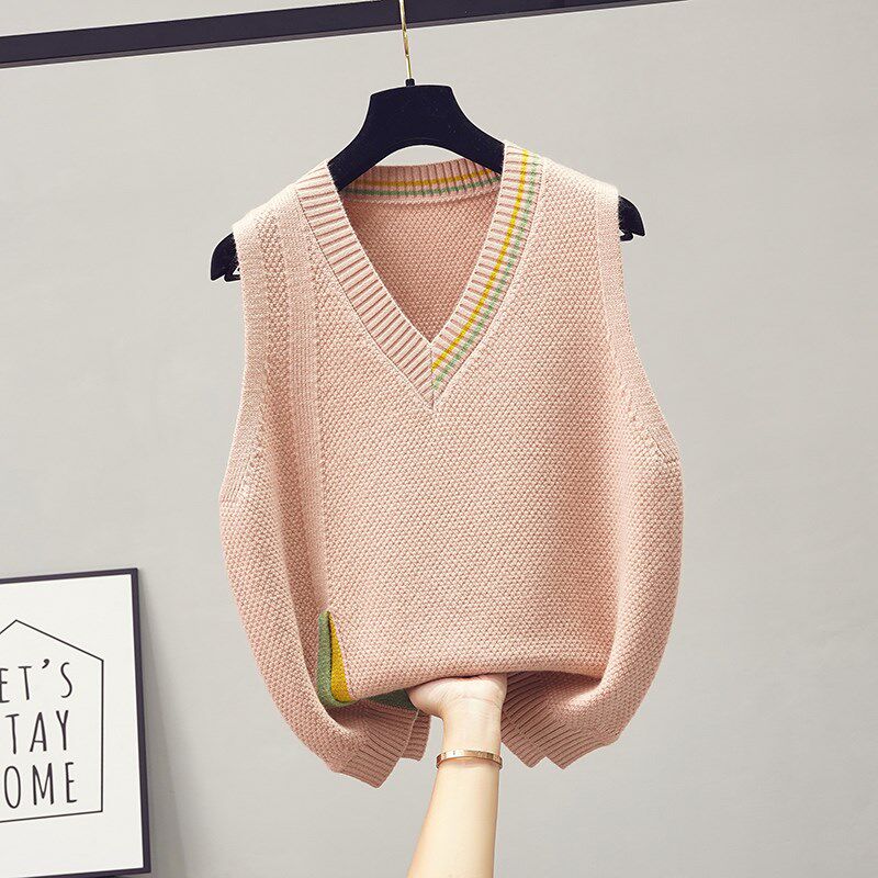 V领马甲女春秋季外穿2024新款针织宽松背心秋冬女士外搭毛衣时尚