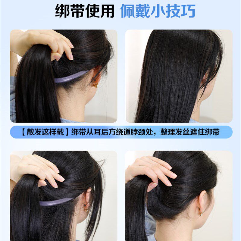 不戴头发网假发的妇女与真正的头发在头顶,蓬松和无迹,大波浪长卷