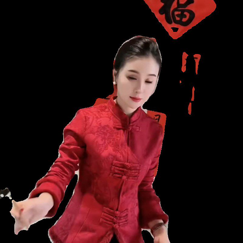 新中式气质衬衫女2024春季新款立领长袖复古盘扣收腰显瘦唐装上衣