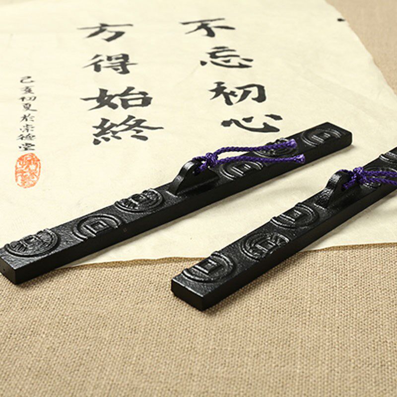 日式弘梅 古钱文镇双支装铸铁文镇/镇尺/镇纸高档礼品包邮