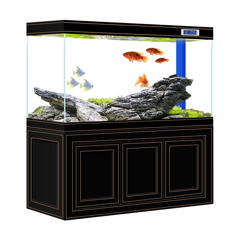 中式轻奢鱼缸水族箱2026新款方形底过滤超白玻璃客厅家用屏风大型