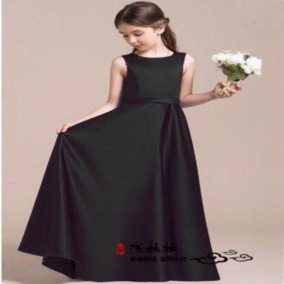 新款紫黑色钢琴礼服儿童公主裙小提琴演出主持人乐团合唱春夏六一