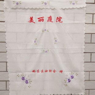 卧室门帘半帘布艺四季白色绣花长门帘厨房油烟隔断半截老式布门帘