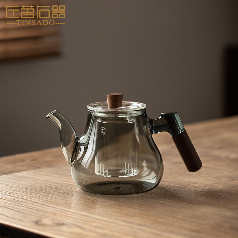 左茗右器防烫玻璃泡茶壶围炉煮茶壶不锈钢内胆过滤耐高温冲茶器