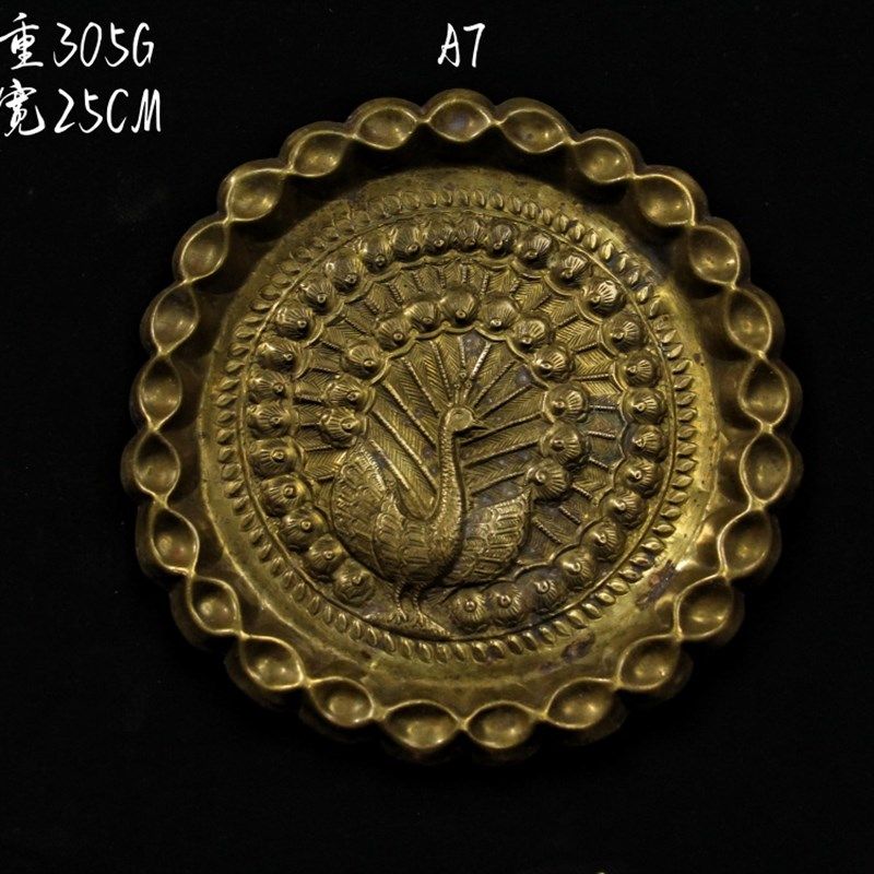 vintage欧式复古董黄铜盘子赏盘壁挂盘法式摆件婚庆软装高端托盘