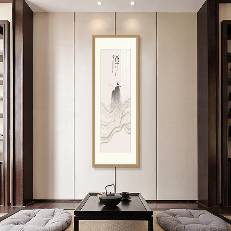 禅意装饰画新中式书房茶室养生馆文化墙侘寂风实木挂画墙面装饰
