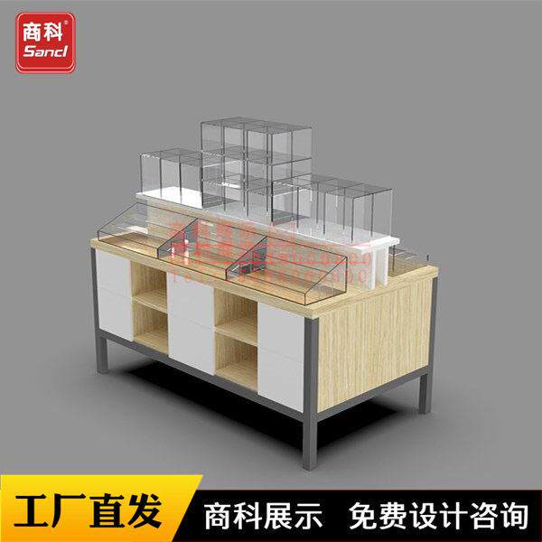 佛山货架商场服装母婴店铁木结合堆头架促销台陈列流水展示台