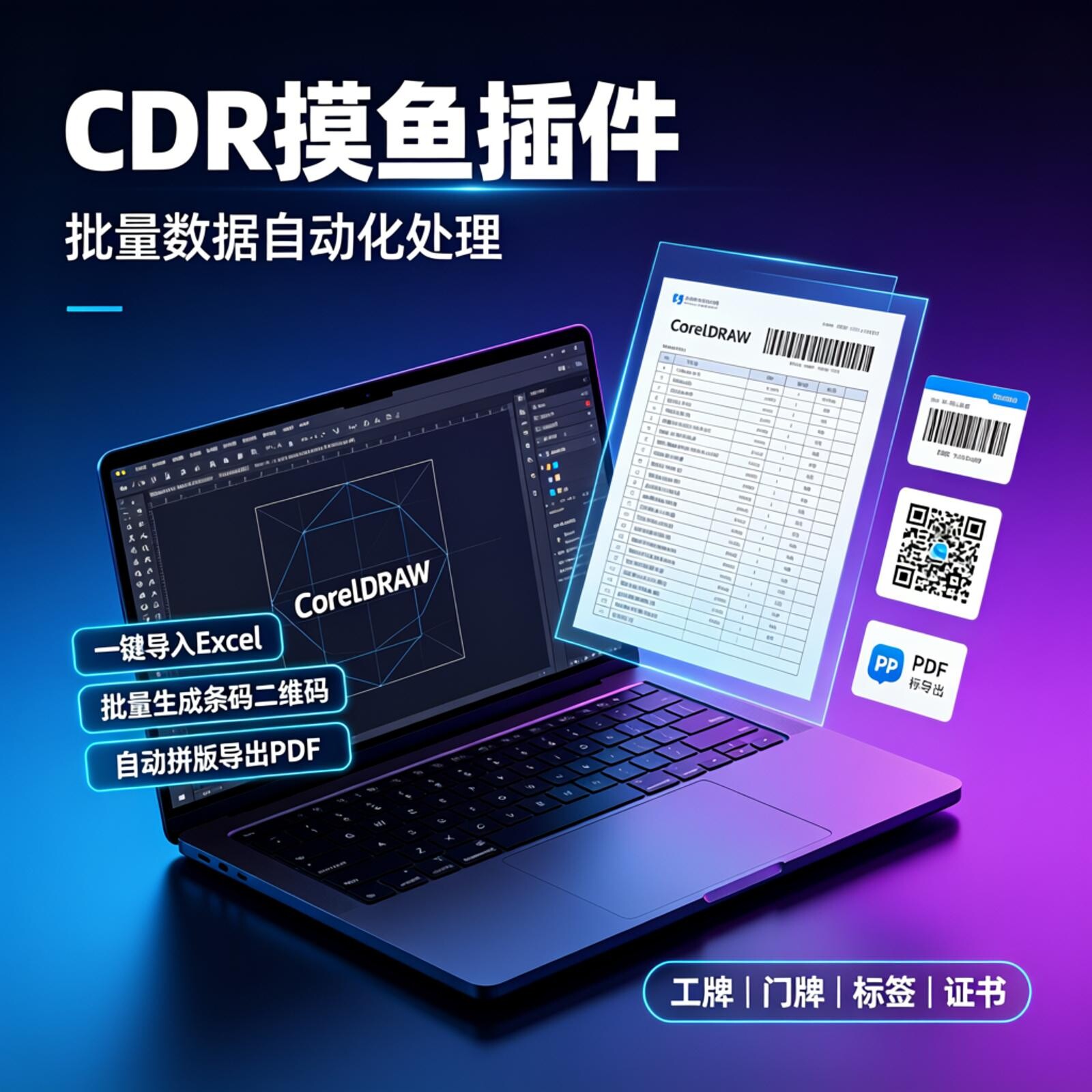 CDR 摸鱼插件批量可变数据门样图/效果图销售