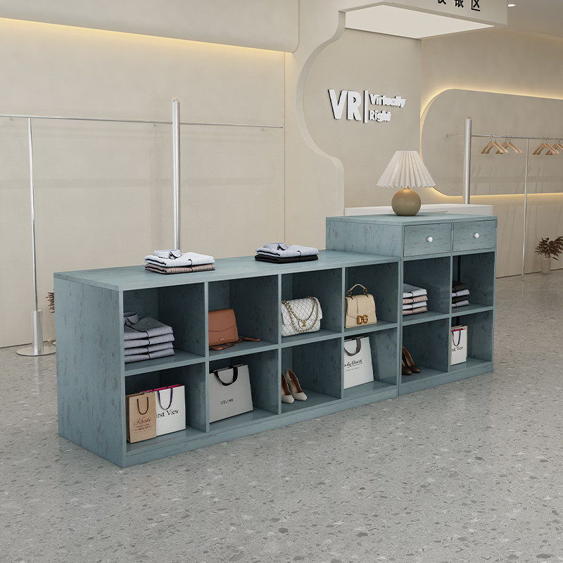 服装店中岛柜带抽柜子鞋包展示柜女装店收银柜台店铺柜台陈列流水
