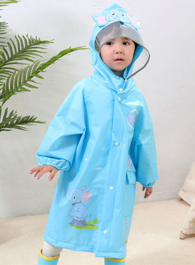 儿童雨衣男童女童幼儿园全身大帽檐小童宝宝雨披带书包位恐龙雨具