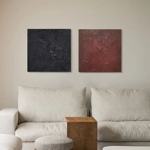 中古风客厅沙发背景墙装饰画高级感肌理玄关画卧室床头挂画餐厅画