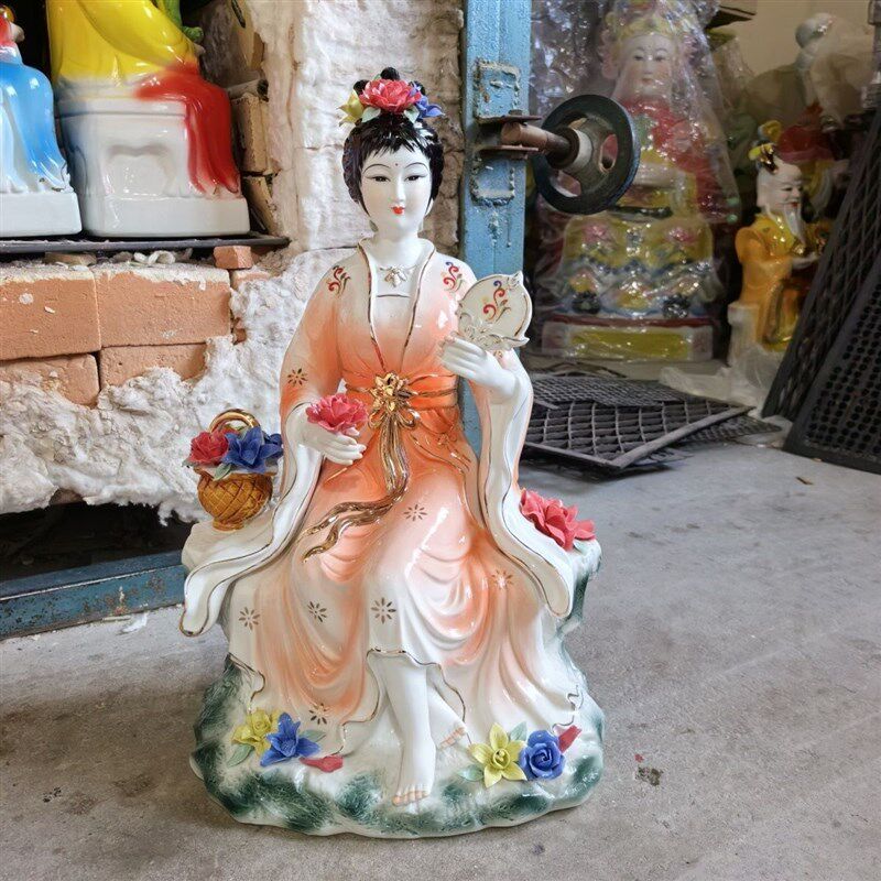 陶瓷百花仙子,花神,铁扇公主,花篮仙女神像