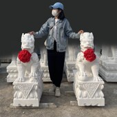 石雕麒麟一对汉白玉青石龙爪招财别墅庭院祠堂大门口镇宅石头摆件