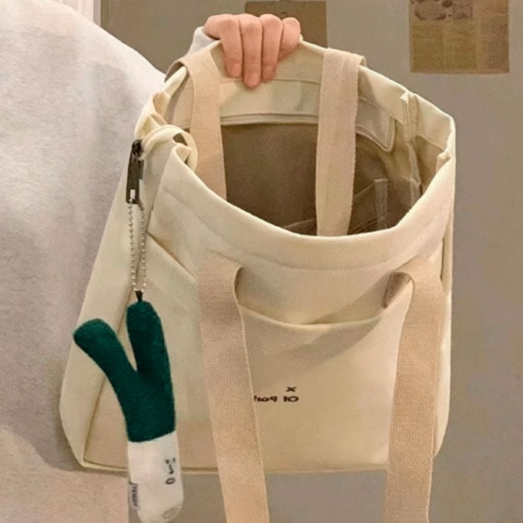 高中生手提袋拎书袋大容量初中生补课帆布包女学生装书的袋子女孩