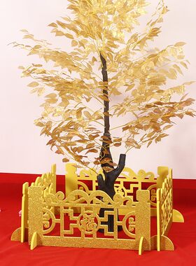 金色栅栏泡沫围栏新年春节过年节日装饰场景摆件喜庆大型商场酒店