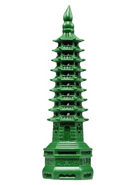 绿色实木文昌塔摆件9层文昌塔客厅办公摆设送礼工艺品木雕刻装饰