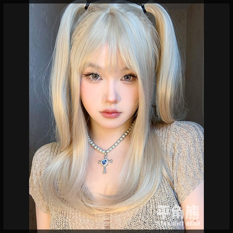 平角熊假发女长直发lolita自然逼真夏季新款内扣甜美jk全头套假发